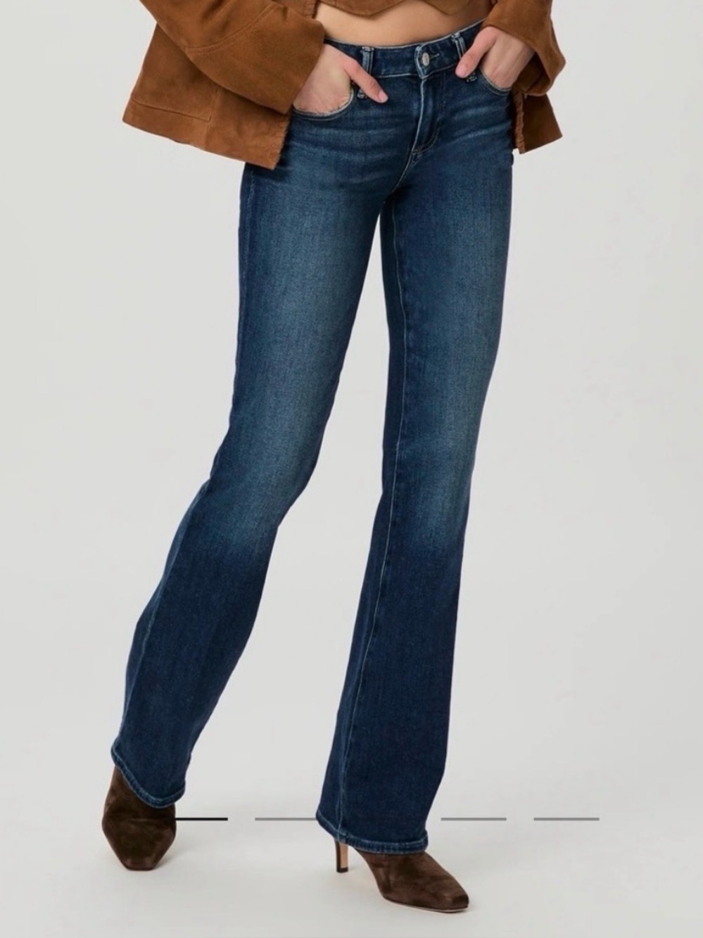 PAIGE denim Laurel Canyon Y2K vintage Dark Blue Bootcut Flare Jeans low rise